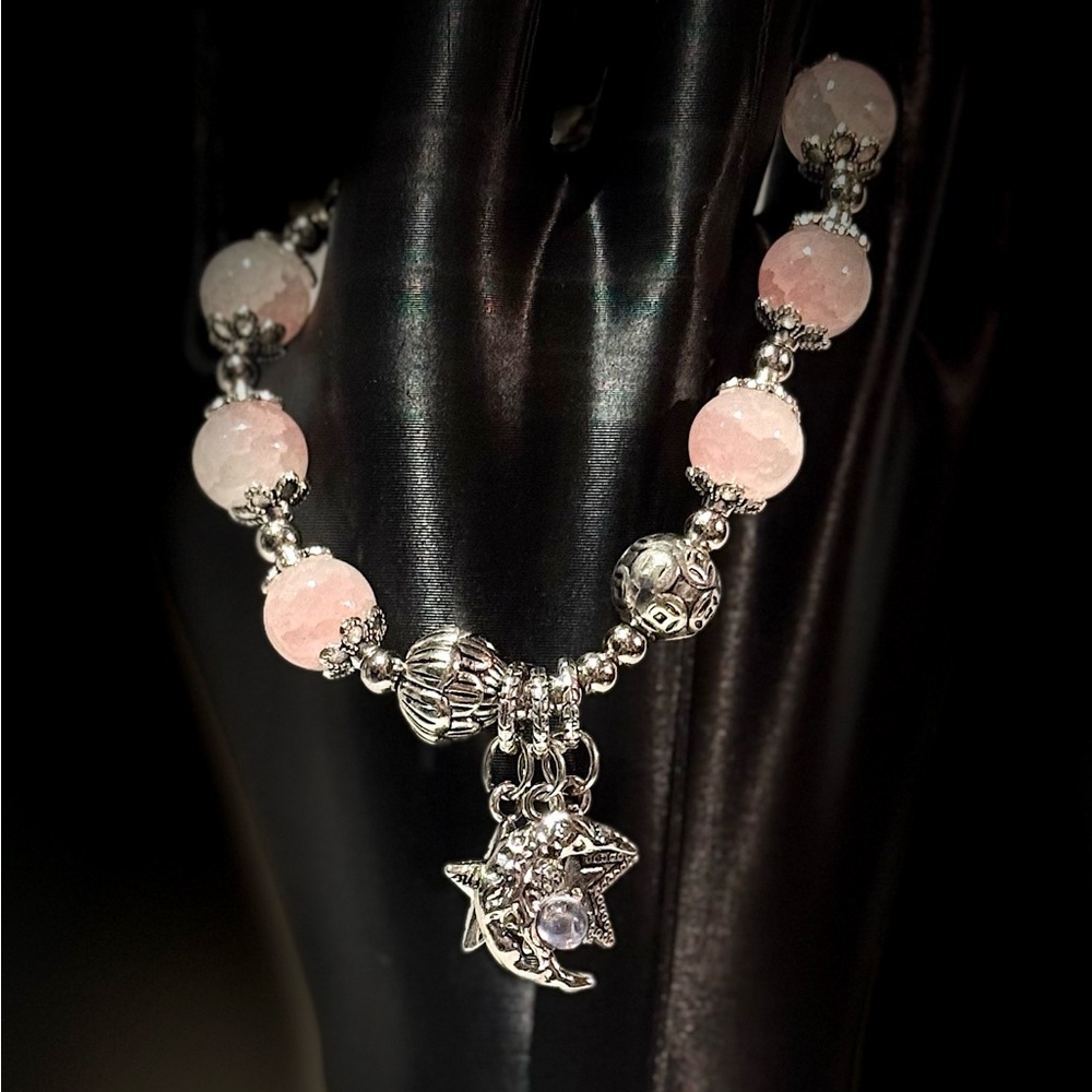 Elegant Pink and Silver Beaded Bracelet